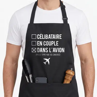 Tablier de cuisine noir avec une liste à cocher