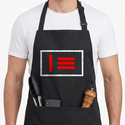 Tablier de cuisine noir avec drapeau maître esclave BDSM Bondage Pride Kinky Dom Play rouge et blanc.