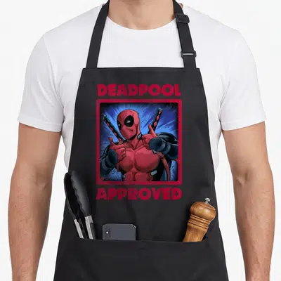 Tablier de cuisine noir avec DeadpoolApproved Deadpoo