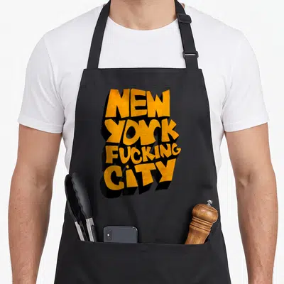 Tablier Enfoncer un cadeau de graffiti touristique de New York pour — sur un tablier de cuisine noir, fond blanc